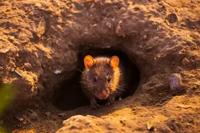 destroying rat burrows